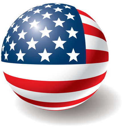 USA flag texture on ball. Design element. Isolated on white. Vector illustration.のイラスト素材
