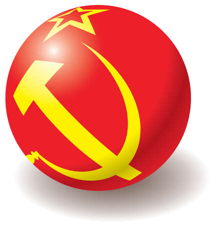 USSR flag texture on ball. Design element. Isolated on white. Vector illustration.のイラスト素材