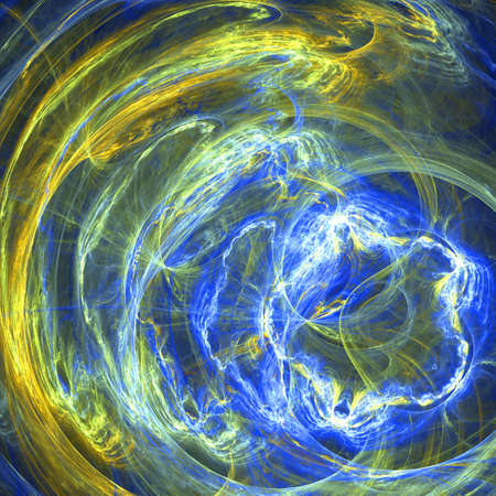 Abstract background. Yellow - blue palette. Raster fractal graphics.の写真素材