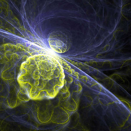 Abstract background. Yellow - blue palette. Raster fractal graphics.の写真素材