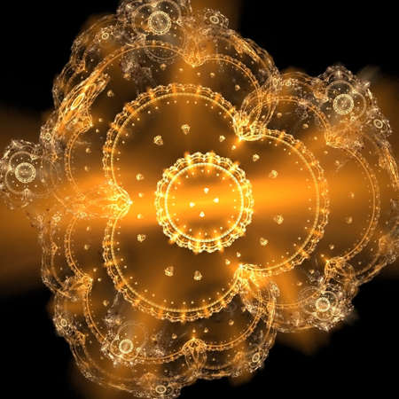 Abstract background. Orange - gold palette. Raster fractal graphics.