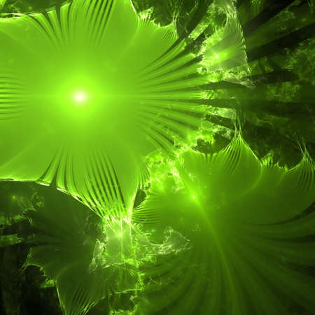 Abstract background. Green - black palette. Raster fractal graphics.の写真素材