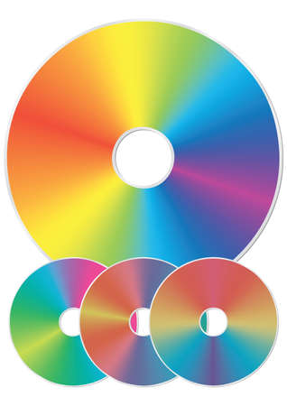 Compact disk with rainbow reflections. Isolated on white background. Vector illustration.のイラスト素材
