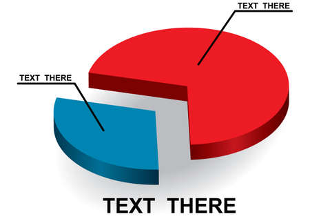Abstract 3-D pie-graphic. For you sample text area. Vector illustration.のイラスト素材
