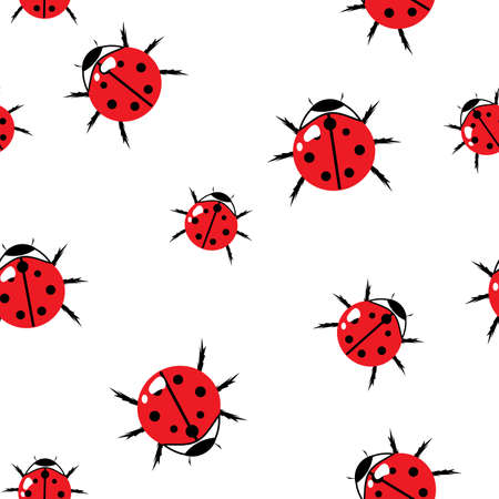 Abstract red bugs background. Seamless. Isolated on white. Vector illustration.のイラスト素材
