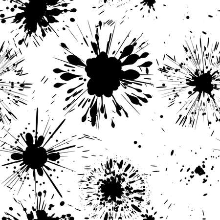 Abstract splash background. Seamless. Black-and-white. Vector illustration.のイラスト素材