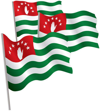 Republic of Abkhazia 3d flag. Vector illustration. Isolated on white.のイラスト素材