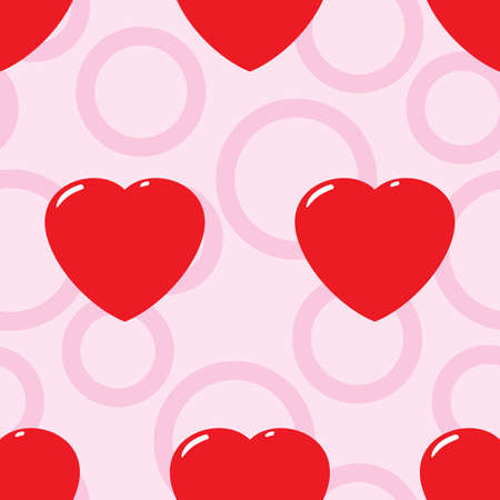 Valentine's day abstract seamless background with red hearts. Vector illustration.のイラスト素材