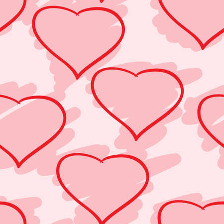 Valentine's day abstract seamless background with red hearts. Vector illustration.のイラスト素材