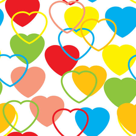 Valentine's day abstract seamless background with multicolor hearts. Vector illustration.のイラスト素材
