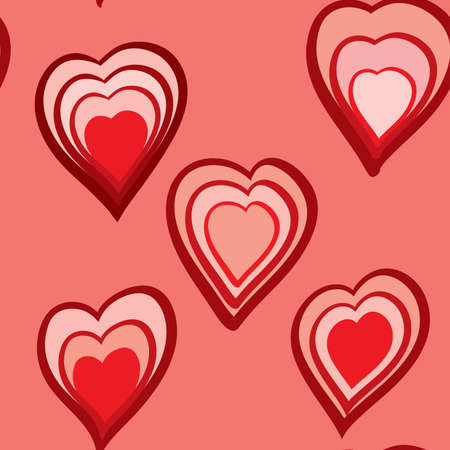 Valentine's day abstract seamless background with red hearts.  illustration.