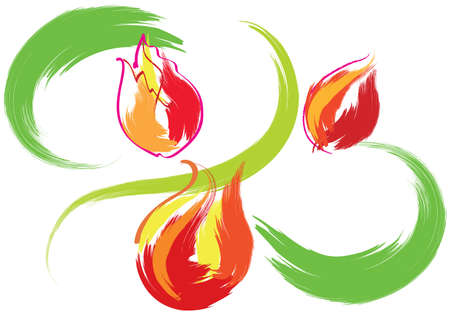 Still-life with red tulips. Simulated of watercolor. Vector illustration.のイラスト素材