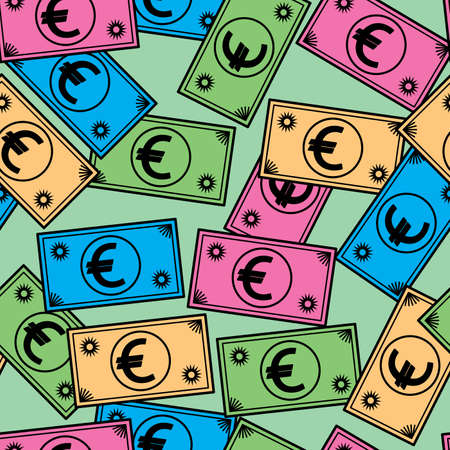 Abstract seamless pattern with euro. Background for your design. Vector illustration.のイラスト素材