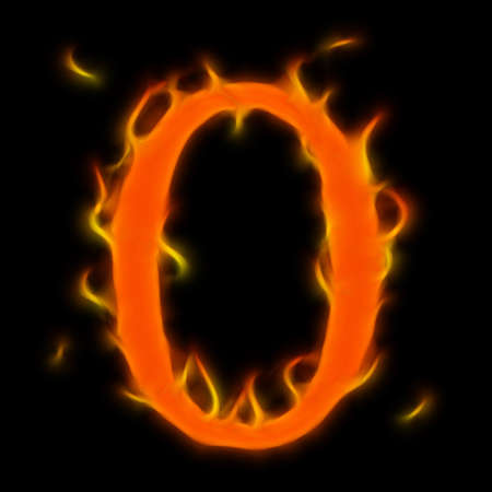 Abstract symbol of alphabet. Flame-simulated on black background.の写真素材
