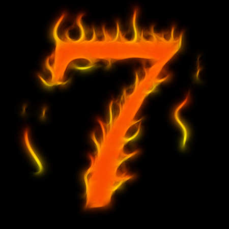 Abstract symbol of alphabet. Flame-simulated on black background.の写真素材