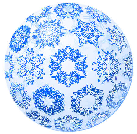 Single blue transparent christmas-ball with snowflakes.    illustration.のイラスト素材