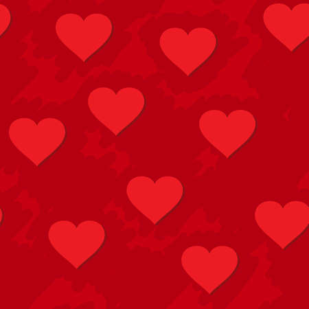 Valentine's day abstract red grunge background with hearts. Seamless pattern. Vector illustration.のイラスト素材