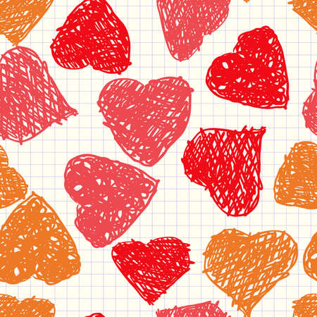 Valentine's day abstract background with hearts as picture of baby. Seamless pattern. Vector illustration.のイラスト素材