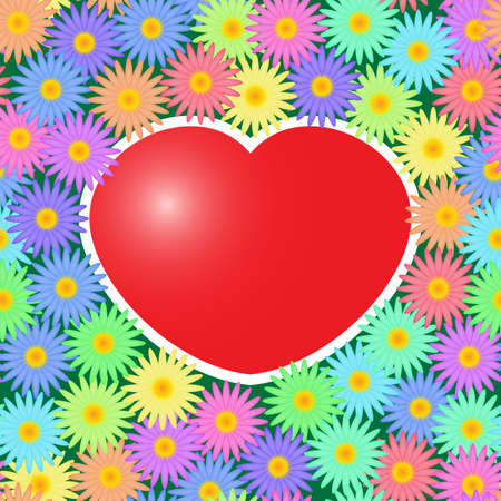 Valentine's day abstract background with red hearts and flowers. Seamless pattern. Vector illustration.のイラスト素材