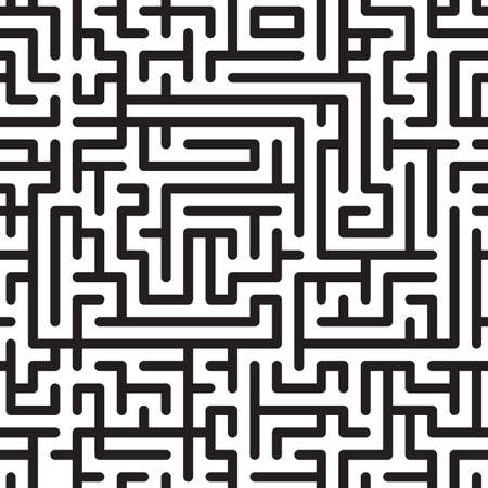 Black-and-white abstract background with complex maze. Seamless pattern.   illustration.のイラスト素材