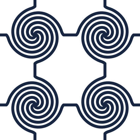 Black-and-white abstract background with circle swirls. Seamless pattern.   illustration.のイラスト素材