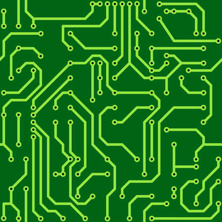 Abstract green background with conductor on computer circuit board.  illustration. Seamless pattern.のイラスト素材