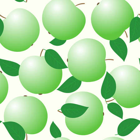 Abstract backgrounds with green apples and leaf. Seamless pattern.  illustration.のイラスト素材