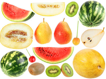 Set of fresh fruits and berryes. Isolated on white background. Close-up. Studio photography.の写真素材