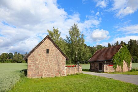 Old village houses in Norway, scandinavian Europe.の写真素材