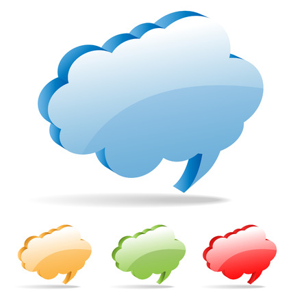 Set of 3D cloud thinking bubbles for comics or web.のイラスト素材
