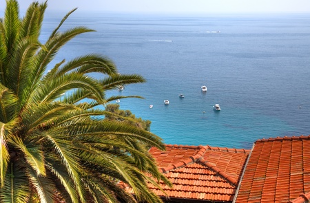 Mediterranean sea view from mountain, Cote'd Azur.