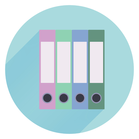 Pile of colorful binders isolated on a white background. Concept of office supply, information classification. Vector illustration.のイラスト素材