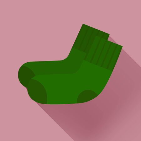 Dark green socks on a pale pink background.のイラスト素材