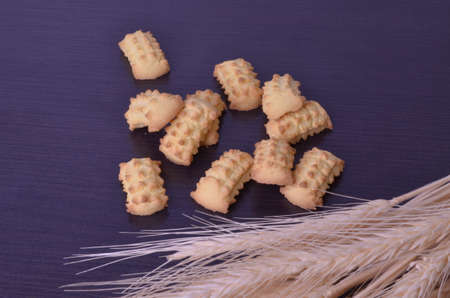 cookies with ears of bread on a dark bfood, snack, isolated, cookies, white, sweet, dessert, brown,...