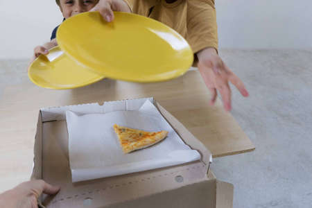 children are asked to give them the last piece of pizza 4 cheeses remaining in the box after a...