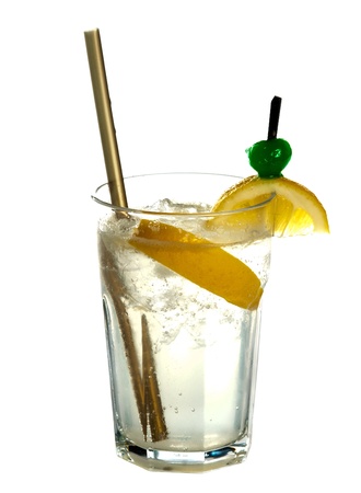 Gin and Tonic cocktail isolated on white backgroundの写真素材