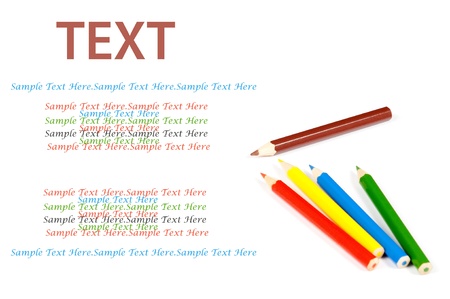 Assortment of colorful pencils with shadow over white background Copy spaceの写真素材