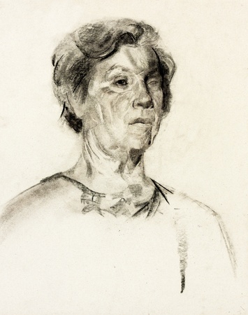  Original pencil  or drawing charcoal, and  hand drawn painting or  working  sketch of a woman.Free compositionの写真素材