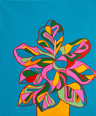 Original abstract oil painting on canvas.Multi colored wallpaper. Modern art concept. Contemporary projectの写真素材
