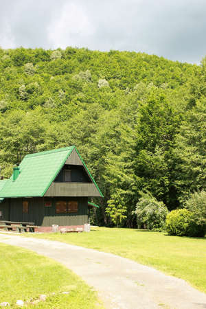 Old wooden cabin in the woodsのeditorial素材