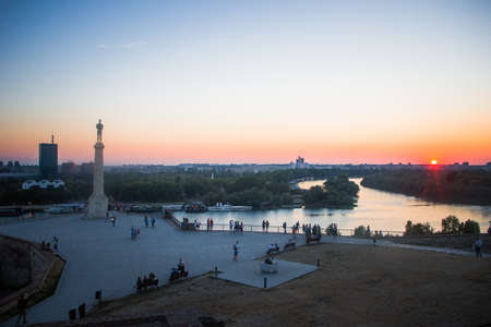 Sunset view from Kalemegdan fortress in Belgradeのeditorial素材