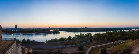 Panorama view of the Belgrade city in sunset from Kalegdan fortressのeditorial素材