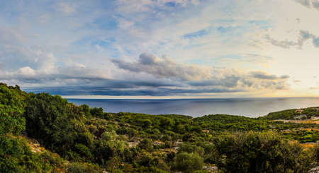 Wide panorama of sea and nature in Losinj Island. Croatiaの写真素材