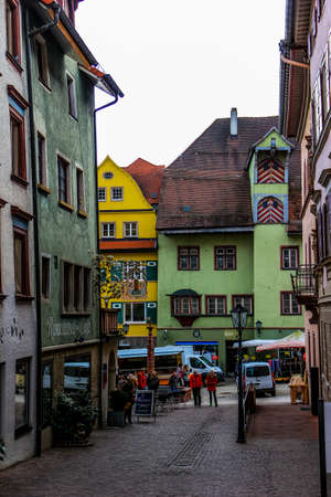 Traditional street in old town Rottweil in Germanyのeditorial素材