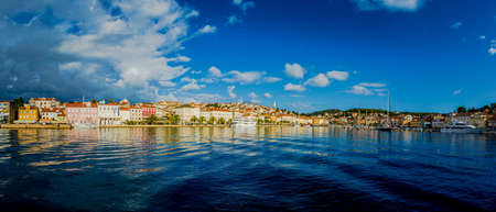 Mali Losinj, Croatia. Seafront wide panorama viewのeditorial素材