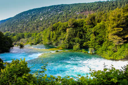 Colorful Krka waterfalls in Croatia, Europeの写真素材