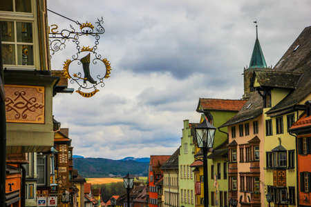 Houses in old city centre, town Rottweil. Germany, Europeのeditorial素材
