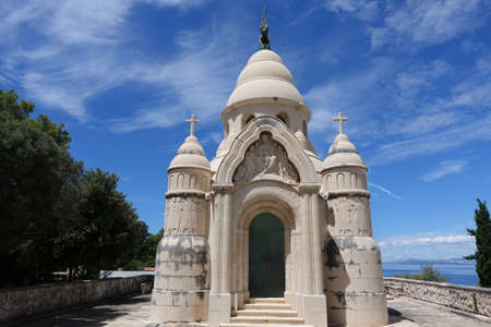 Supetar, Croatia / June 28th 2018: Family tomb of famous sculptor Ivan Rendic in Supetar, Brac Island. Croatia, Europeのeditorial素材