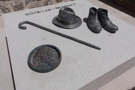 Supetar, Croatia / June 28th 2018: Detail of family tomb of famous sculptor Ivan Rendic in Supetar, Brac Island. Croatia, Europeのeditorial素材