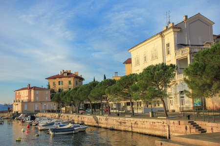 Volosko, Croatia: 27th March 2019 / Beautiful small town Volosko near Opatija, seafront viewのeditorial素材